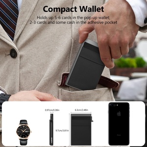Men's Minimalist Business RFID Blocking Slim Wallet Pop-up Metal Card Case for Money and Notes Credit Card Holder - Product Image 5