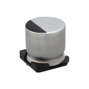 Condensador de Montaje Superficial Original CAP ALUM 100UF 20% 50V SMD 100 uF 50SGV100M10X10.5 - Product Image 1