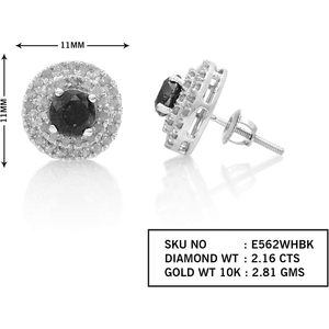 Ornaatis Diamond Halo Stud <b>Earrings</b> 2.16 Cttw Round Cut White Gold Screw <b>Back</b> Women's Everyday Wear - Product Image 2