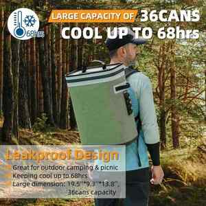 Leak-Proof Soft Sided <b>Backpack</b> <b>Cooler</b> Insulated <b>Cooler</b> <b>Backpack</b> 36 Cans for Camping Fishing Party Picnic Waterproof <b>Cooler</b> Bag - Product Image 3