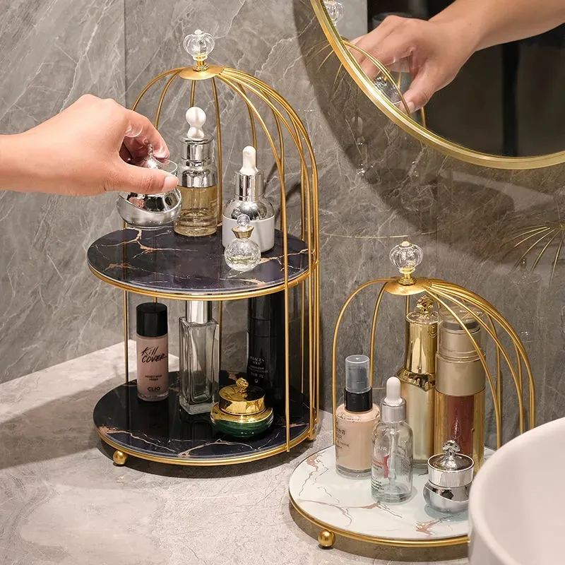 Ordinateurs de bureau maquillage rangements Cages à oiseaux bacs boîtes à parfum étagère en fer organisateur supports à cosmétiques support pour salle de bain