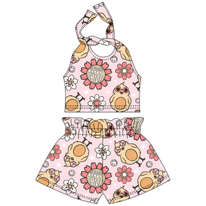 Nuovo Stile Estivo Set da Spiaggia per <span class=keywords><strong>Bambina</strong></span> in Due Pezzi, Top con Bretelle e Pantaloncini Stampati Personalizzati, Completo per Bambine - Product Image 6