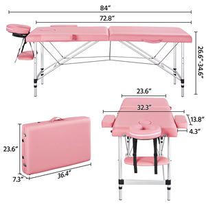 Table de massage portable et pliable en cuir PU, lit de thérapie manuel avec étagère de rangement pour salon, salle de sport, école - Product Image 6