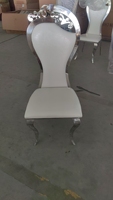 Chaise de salle à manger confortable et neuve, style européen, revêtement en cuir, structure en métal, pour usage en banquet