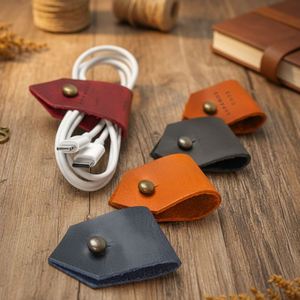 Genuine Leather Embossed Portable Cord Organizer Brass Snap Cable <b>Holder</b> Charger Modern Desk Travel Accessory <b>Stocking</b> Gift - Product Image 4