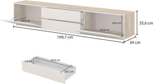 <span class=keywords><strong>Meuble</strong></span> <span class=keywords><strong>TV</strong></span> mural ou sur pied moderne, sans poignée, sur mesure, en matériaux durables, de haute qualité, pour salon - Product Image 3