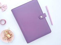 Agenda quotidien en cuir PU rose 6 anneaux, 3 fentes pour cartes classeur personnalisé carnet de notes personnalisé vente en gros