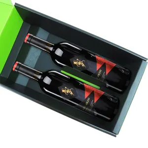 Personalizado ondulado vinho caixa duas garrafas espíritos embalagem dobrável transporte mailer papel caixa