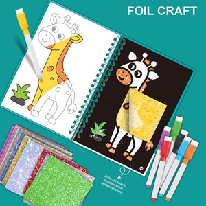 Livre d'autocollants artistiques magiques pour enfants 2-en-1 : <span class=keywords><strong>Kit</strong></span> de coloriage et de loisirs créatifs avec feuille d'aluminium, Ensemble d'activités créatives DIY de coloriage et de peinture artistique éblouissante avec feuille d'aluminium - Product Image 1