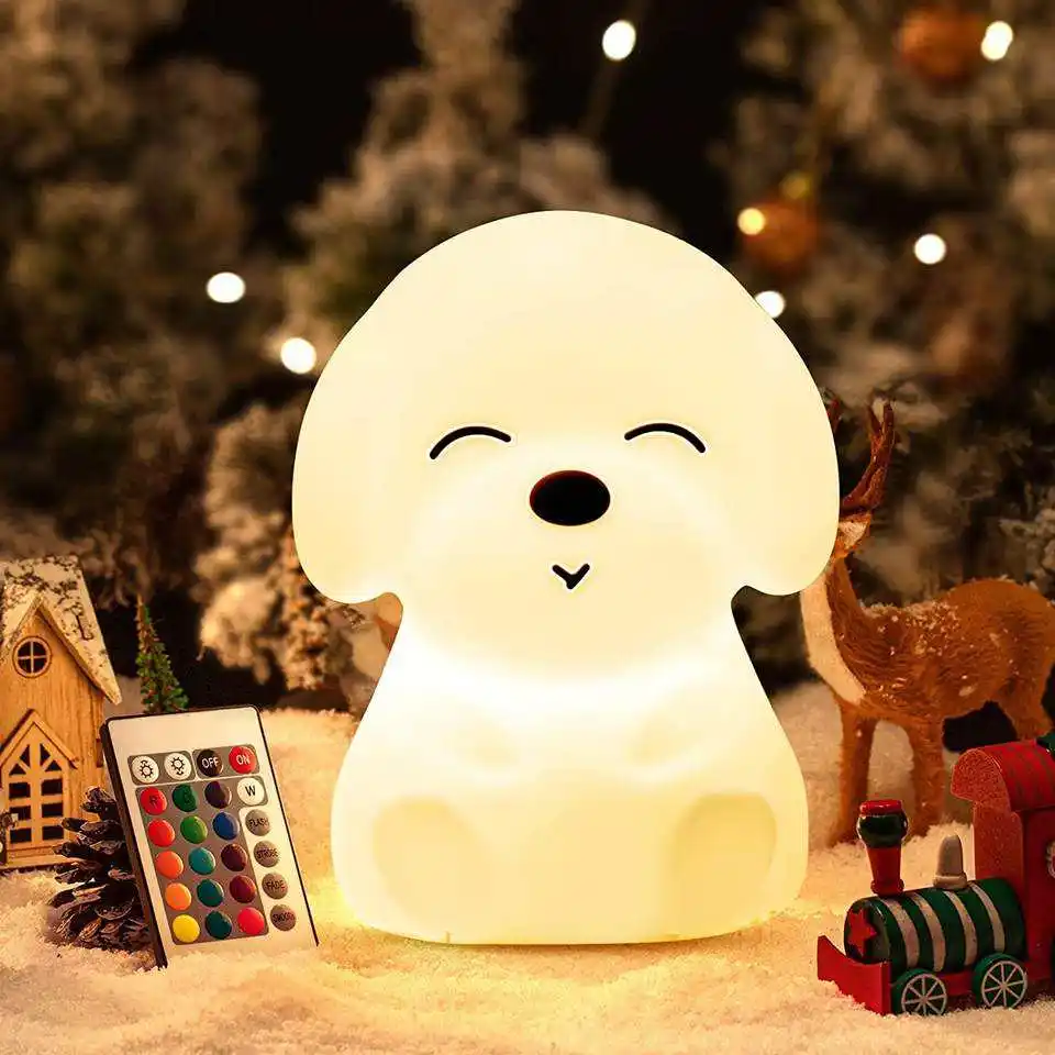 Lampe de nuit LED créative colorée pour chien, capteur tactile, lampe rechargeable USB en silicone pour enfants, cadeau de vacances pour bébé