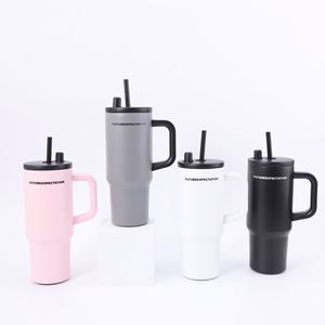 Gobelet de voyage isotherme sous vide 720 ml (24 oz) avec poignée, couvercle, paille et base antidérapante, pour boissons chaudes et froides - Product Image 3