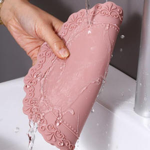 165มิลลิเมตรกันน้ำลูกไม้อาหารเกรดแพลตตินัมนุ่มลื่นที่มีสีสันซิลิโคนเครื่องดื่มจานรองแก้วแผ่นรองถ้วยขี้ผึ้งประทับตราเสื่อซิลิโคน - Product Image 6