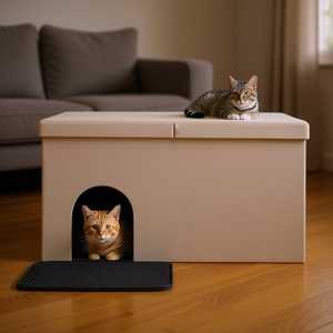 Enclos pour litière de chat dissimulé beige 100 L, anti-urine, rectangulaire, manuel, en non-tissé - Product Image 2