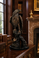 Statue d'aigle volant en bronze coulé sur mesure grandeur nature pour extérieur, grande sculpture en métal d'aigle blanc américain pour la décoration de jardin, de place publique ou de poteau de portail