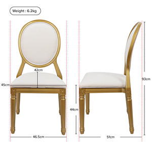 Chaises de salle à manger empilables pour hôtels, restaurants et maisons, dossier ovale, chaises <span class=keywords><strong>Louis</strong></span> dorées, chaises en résine plastique rembourrées à vendre - Product Image 4