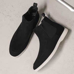 Bottes <span class=keywords><strong>Chelsea</strong></span> pour hommes, hauteur mi-mollet, en daim de vache, grande taille, légères, semelle souple, couleur unie, simples, respirantes - Product Image 5