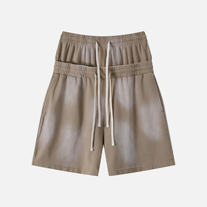 Custom <strong>Men's</strong> Washed Gradient Sweat <strong>Shorts</strong> Double Layer Elastic Waist Cotton Drawstring Side Pocket Breathable Streetwear Casual - Product Image 4