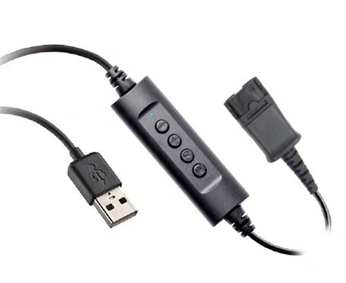 Headset Quick Disconnect Cable to USB Plugs Adapter Plug-and-Play USB-QD Headset Cable
