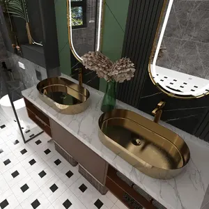 Aquacubic Hand Wash Commercial Hotel Bathroom Sink Gold Washing Modern Vintage Stainless Steel Basin