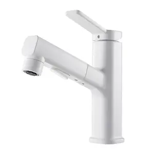 The New High-End Brass Rotary Faucet 3 Features An Underwater Pull Bath White Basin Faucets With Hot And Cold Mixed Tap