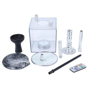 Großhandel Bestseller Acryl-Würfel-Shisha Tragbare Quadratische Shisha mit Zubehör Shisha LED-Licht Hookah - Product Image 3