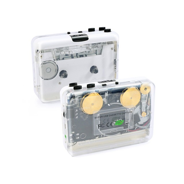 Transparent ABS Battery-Powered Wheel Cassette Machine Tape to MP3 Converter JL-101 for Recording