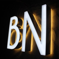 Enseigne de magasin à lettres LED double face en acier inoxydable, panneau publicitaire commercial avant-arrière pour porte, café, acrylique personnalisé