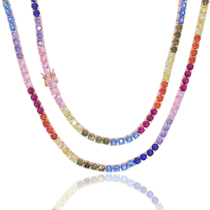 Rose Gold Plated 4mm Cz <strong>rainbow</strong> Tennis <strong>Necklace</strong> for Women Jewelry - Product Image 5