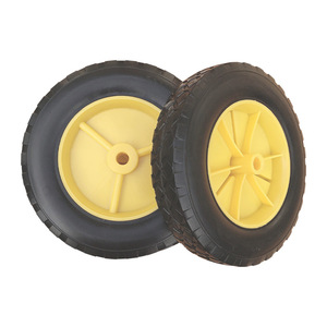 Solid Rubber Caster Wheel 8 Inch Yellow Silent Operation <b>For</b> Handcart Luggage <b>Cart</b> Industrial Use - Product Image 4