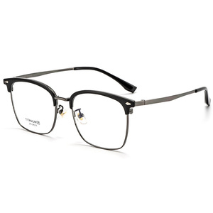 Lunettes de vue demi-cerclées rectangulaires en titane 279 5419 pour hommes, style décontracté et professionnel transparent - Product Image 3