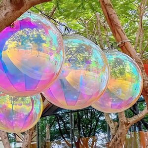 Colorful Giant Inflatable Ball Rainbow Color Glossy Mirror <strong>Balloon</strong> PVC Floating Ball Decoration Props for Event Party - Product Image 1