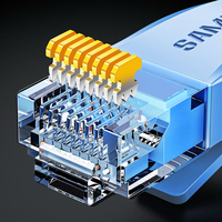 SAMZHE Cable de Internet Ethernet UTP Cat6 Plano de Cobre Puro 32AWG 1.50mm, Cable de Conexión RJ45 Cat6 Chapado en Oro, Cable Jumper Cat6