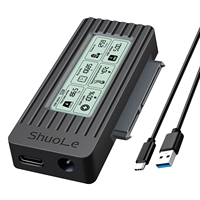 ShuoLe 2,5/3,5 pulgadas SATA USB C Cable Adaptador convertidor de disco duro externo con pantalla LCD Digital SSD/HDD tipo C caja de disco duro