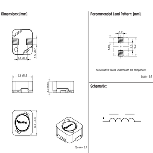 Texasia siêu mỏng che chắn Bề mặt gắn kết điện cuộn cảm 3W cho cao hiện tại mnzn lõi nhựa cơ sở Kích thước 6.2x5.9mm Chiều cao 3.3mm - Product Image 5