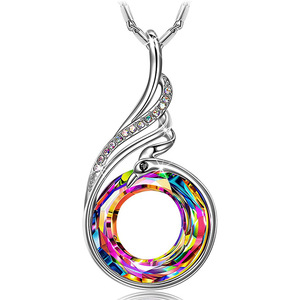 Collana con Ciondolo in Cristallo, Argento 925, Quarzo Arcobaleno, Placcato in Rodio, Unisex, per Uso Quotidiano, Stile Lussuoso - Product Image 1