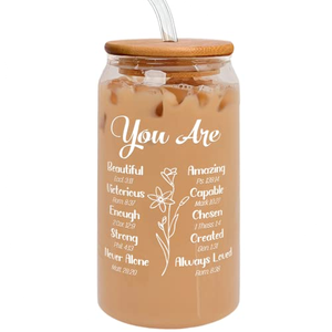 Bicchiere <span class=keywords><strong>in</strong></span> <span class=keywords><strong>Vetro</strong></span> Trasparente da 16oz <span class=keywords><strong>con</strong></span> Coperchio <span class=keywords><strong>in</strong></span> Bambù e Cannuccia, Stampa Personalizzata <span class=keywords><strong>con</strong></span> Lettere, per Birra, Soda, Tè, Caffè, Regalo di Compleanno per Donne - Product Image 1