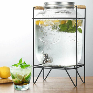 Grand récipient de stockage pour boissons, jus, vin, verre à boire, fabrication de bière artisanale, bocal en verre Mason avec couvercle à vis en métal et sortie - Product Image 3