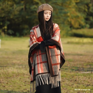 Cardigan poncho décontracté pour <span class=keywords><strong>femme</strong></span>, couleur contrastée, châle enveloppant, <span class=keywords><strong>cape</strong></span> avec tissage tricoté pour vêtements de sororité - Product Image 4