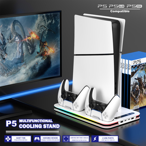 New <strong>PS5</strong> Slim Multi-functional <strong>Cooling</strong> <strong>Stand</strong> with 2 <strong>PS5</strong> Joystick Charging Dock CD Storage Slot for <strong>PS5</strong>/SLIM/PRO - Product Image 2