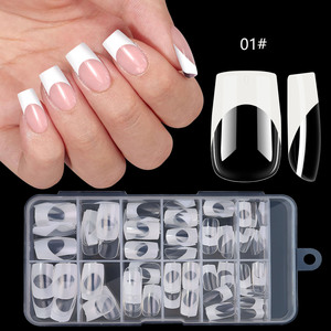 Uñas Postizas Acrílicas ABS de Longitud Media, Diseño Cuadrado Europeo Francés, Multicolor, Pre-diseñadas, Cubierta Completa, Lindas, Desmontables, CE - Product Image 1