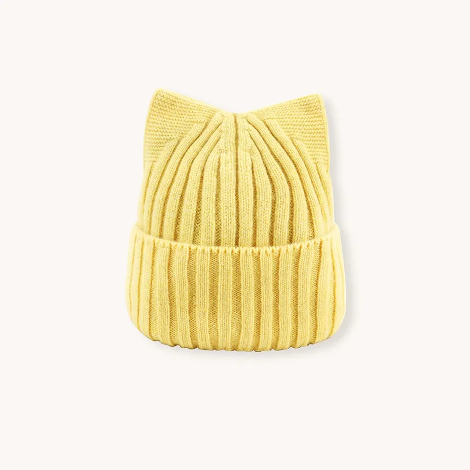 2024 qualité nouvelles femmes mignon chat oreille oreillette hiver chapeau mode 100% laine tricoté chapeau Style doux bonnet chapeaux