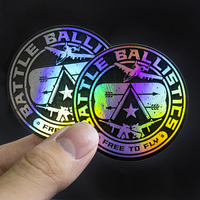 Stiker kustom Hologram vinil, stiker kustom tahan air dengan perekat logo, potongan stiker Hologram Label