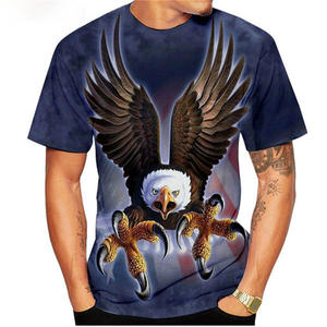 Camiseta con estampado de águila 3D para hombre, manga corta, corte regular, poliéster transpirable, top de verano 2024 - Product Image 5