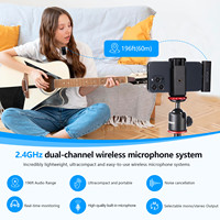 Microphone Lavalier Sans Fil Double Canal BOYA WMic5 pour Enregistrement sur iPhone, Appareil Photo, Vlog et Diffusion en Direct (Compatible Shure)