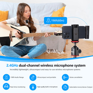 Micro không dây cài áo BOYA WMic5 hai kênh dành cho micro <span class=keywords><strong>shure</strong></span>, iPhone, quay phim, vlog, phát trực tiếp - Product Image 2