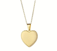 Collier Cœur à Bordure Festonnée Personnalisé en Acier Inoxydable 316L Plaqué Or PVD 18K, Gravé au Laser, Étanche, Inoxydable, Bijoux Vides pour Femme