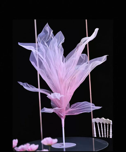 L109 Nouveau design, faux bouquets géants en organza, grands centres de table floraux artificiels, fleurs géantes pour la décoration de table de mariage - Product Image 5