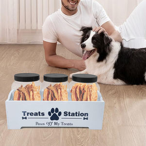 Bamboo White <b>Pet</b> Treat <b>Storage</b> Container Bamboo Dog <b>Food</b> Holder Bamboo Dog Treat Organizer Reusable Cat Treat - Product Image 4