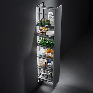 <b>Kitchen</b> Cabinet Pull-Out Organizer Chrome Plated Iron Multi-Function Minimalist Design For <b>Pantry</b> Storage - Product Image 1