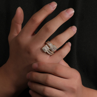 Anillos Baguette de Diseño Nuevo con Circonita Cúbica, Anillo Cuadrado Abierto, Joyería Moderna para Mujer y Hombre